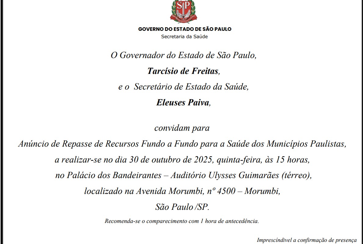Evento do CITP é cancelado devido a anúncio de repasse de recursos para a saúde